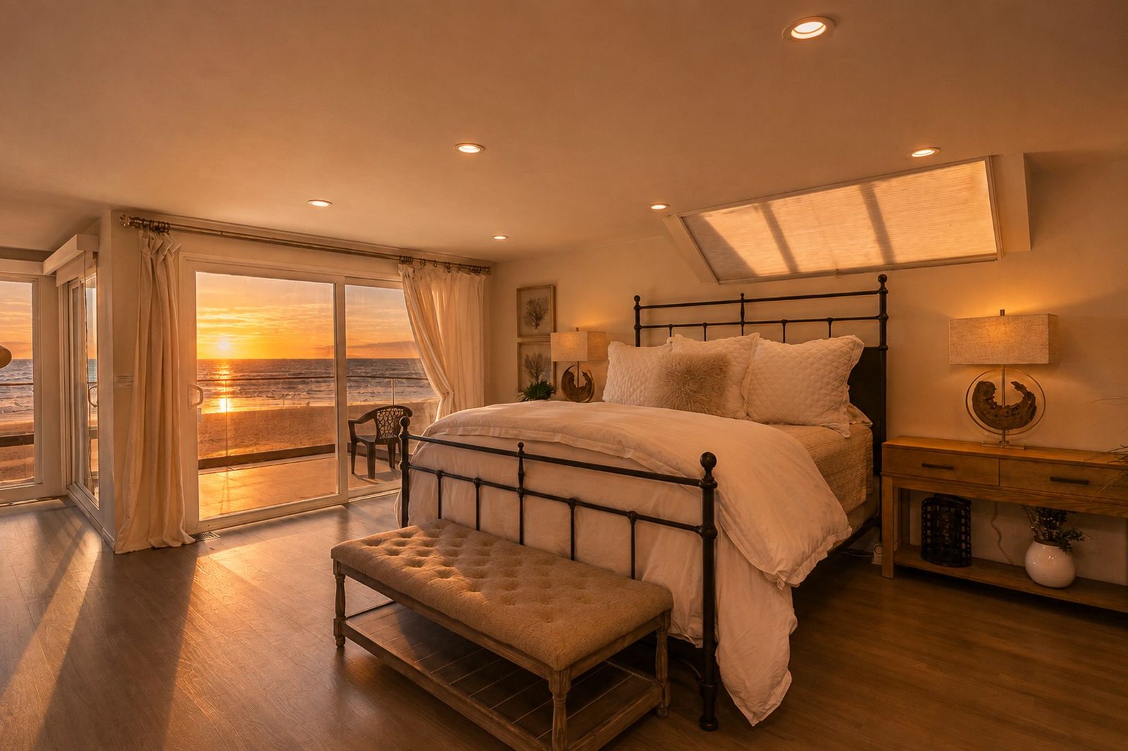 Primary suite at sunset with ocean views